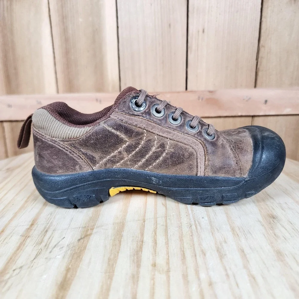 Keen Presidio Shoes Kids‎ 11 Brown Leather Hiking Trail Walking Low Toe Guard